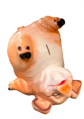 Копилка гипсовая Свинка на спине 28х23х20см Гарденвилл 326