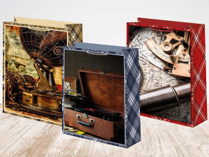 Пакет подарочный бумажный 14х20см Мужской микс Ч45573