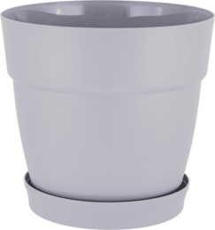 Горшок для цветов пластиковый Villa de Fiori с фиксируемым поддоном 20л d-36см на колесиках утренний туман InGreen IG660410025