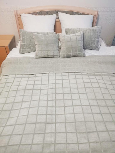 Плед 200х220см фланель Клетка серая ДомВелл 