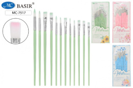 Кисти набор 12шт. нейлоновые круглые и плоские МС-7517