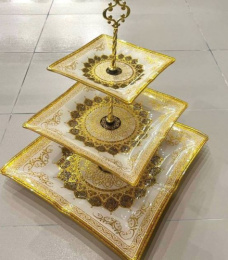 Блюдо 3 яруса стеклянное квадратное, в п/у Lorenza 7021/32