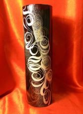 Ваза для цветов стеклянная цилиндр h-26см d-10см эфиопия цветная роспись, в п/у Красота стекла 175/16