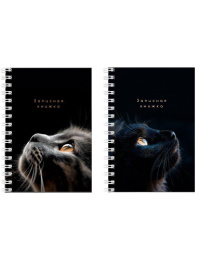 Книжка записная А6  80 листов Взгляды котиков, гребень 80-3751