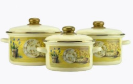 Эмаль набор посуды Магн 3 предм. кастрюли цилиндрические с металл. крышками 2л, 3л, 4л Кантри Эмаль Магнитогорск 2-3071/6