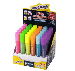 Гель с блестками 10,5мл Юнландия, неончики ассорти 662253