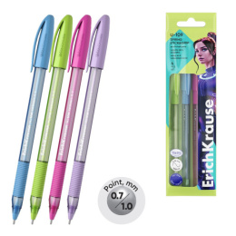 Ручка шариковая ErichKrause Ultra U-109 Stick & Grip Spring, синяя 0,7мм 61023