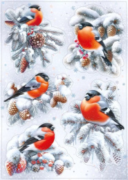 Наклейки оформительские набор НГ Снегири и шишки 079.501
