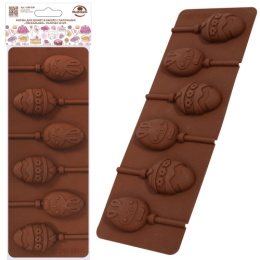 Форма для конфет силиконовая  6 ячеек в наборе с палочками Пасхальная Мультидом VL80-538