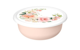 Миска пластиковая с крышкой 1,2л Модена с декором Розы, светло-розовый Homver 223188107/04