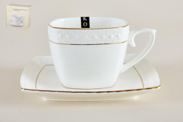 Чайная пара керамическая квадратная 240мл Снежная королева, в п/у Коралл CS507009-A