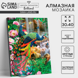 Алмазная мозаика на подрамнике 30x40см Павлины (частичное заполнение) Школа талантов 5371197