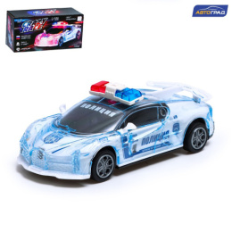 Машина инерционная пластиковая Crazy race, полиция белый, 15,5х7х4см, свет, русская озвучка, в коробке Автоград 7667645