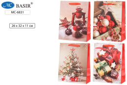 Пакет подарочный бумажный 26х32х11см Новогодний ассорти МС-6831