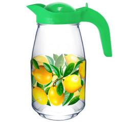 Кувшин стеклянный 1,5 л с крышкой Лимоны круговая Декостек 1607-Д