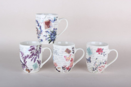 Кружка фарфоровая 350мл, 4 дизайна в ассортименте Коралл 8672