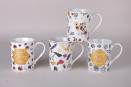 Кружка фарфоровая 320мл, 4 дизайна в ассортименте Коралл 8082