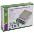 Весы кухонные электронные до  5кг, HS-3014, пластиковые HomeStar 109082