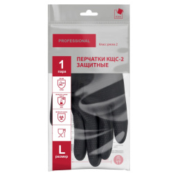 Перчатки резиновые (латексные) КЩС-2 (кислотощелочестойкие) размер "L" Professional, черные A.D.M KCS2-21