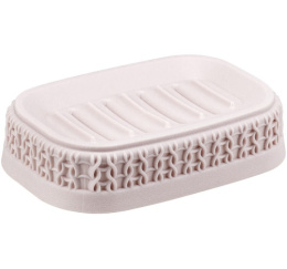 Мыльница настольная пластиковая Вязание 13,5х9,5х3,5см, чайная роза Idea М2238