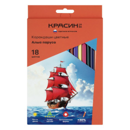 Карандаши цветные 18 цветов Красин Алые паруса, трехгранные КР-180100 379653