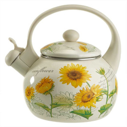 Чайник эмалированный со свистком 2,5л с пластик. ручкой Подсолнухи Metalloni EM-1320
