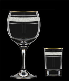 Двойка - набор стеклянный 12 предметов (6 бокалов для вина + 6 стопок) Аскет, в п/у Декостек 12081-Г34К