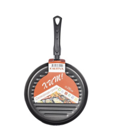 Сковорода-гриль алюминиевая с антиприг. покрытием Хит d-26см пластик. ручкой Калитва 902645