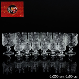 Двойка - набор стеклянный 12 предметов (6 бокалов + 6 рюмок) Бабочка , в п/у HD-734/626477