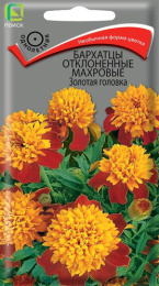 Бархатцы отклоненные (Тагетес) Золотая головка махровые 0,4г цветной пакет Поиск