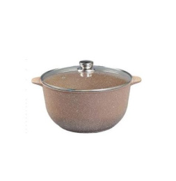 Кастрюля алюминиевая литая с антиприг. мраморным покрытием Алтай 4,0л со стеклян. крышкой с металл. ручками Гардарика 1704-07-10