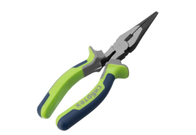 Длинногубцы прямые 180мм обрезиненные (трехкомпонентные) ручки, фосфатирование Сибртех 17156