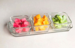 Менажница стеклянная 3 секции прямоугольная Baroque 3+1 225х75мм составная, в п/у Kaveh 1278