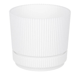 Кашпо пластиковое Стрип с поддоном 0,6л d-11см h-10см белый Idea М3245