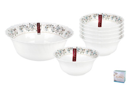 Набор салатников стеклокерамических  7шт. (1шт.-200мм/1200мл, 6шт.-120мм/300мл) Сканди, в п/у Коралл W-7A5 170604