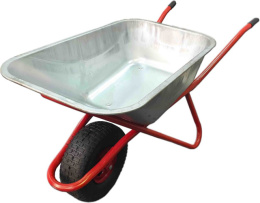 Тачка строительная 110л, 1-колесная усиленная с оцинкованным корытом и пневмоколесом d-600мм, Скорпион