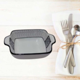 Салатник керамический прямоугольный 100мм с узором, с ручками Радужный Дом РД23038