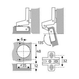Петля мебельная вкладная StahlBuro 362C Slide-On 2шт., черная StahlBuro 42296