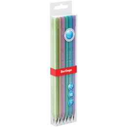 Карандаш чернографитный с ластиком Berlingo Flexy Pastel, пластиковый, трехгранный BP01014