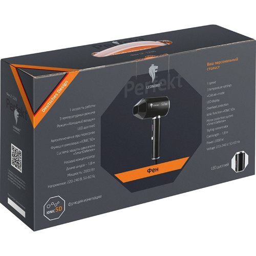 Фен 2000Вт, LE-1226, черный Leonord 900310