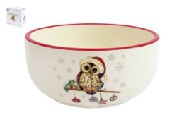 Салатник керамический (доломит) 140мм/580мл Owl Christmas, в п/у Коралл ZFC044-51