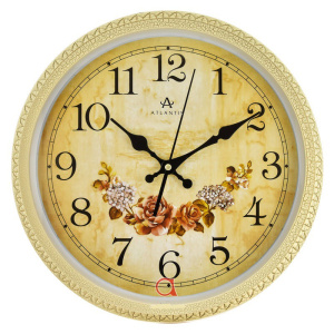 Часы настенные круглые d-35см желтый Atlantis 2148H11