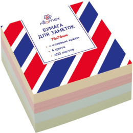 Блок самоклеящийся 76х76 4 цвета неон 400 листов Attomex 2010204