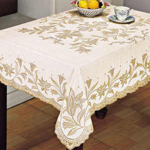 Скатерть виниловая прямоугольная 150х230см, бежевый Embossed С629