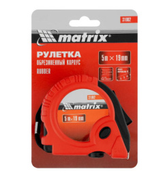 Рулетка  5м х 19мм обрезиненный корпус, с фиксатором, Rubber Matrix 31002