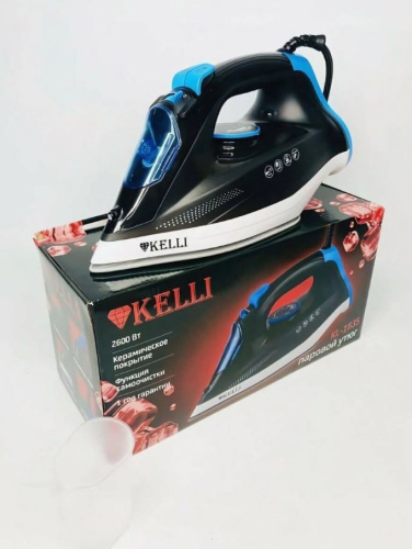 Утюг 2600Вт, керамическая подошва, черный с синим Kelli KL-1635