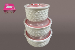 Набор салатников фарфоровых 3шт. с крышками, в п/у Коралл 8958