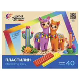 Пластилин 40 цветов Луч Школа творчества, 800г, со стеком 36С 2438-08