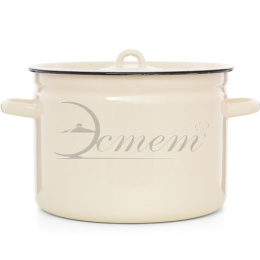 Кастрюля эмалированная  7,0л цилиндрическая с металл. крышкой без декора Жемчужная Эстет ЭТ-72965