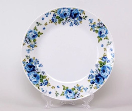 Тарелка фарфоровая мелкая 200мм Синие розы 1029095